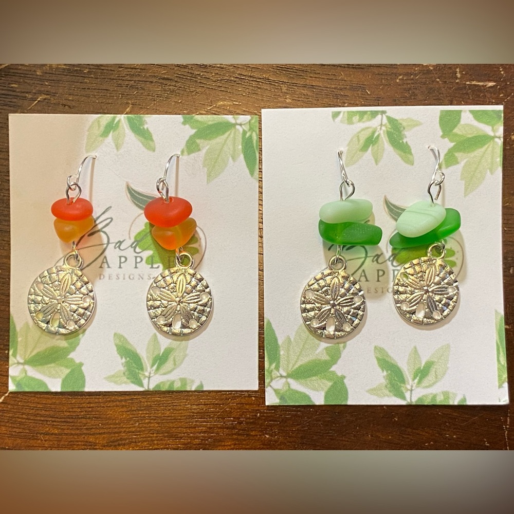 Sea Glass Earrings. $15 each
